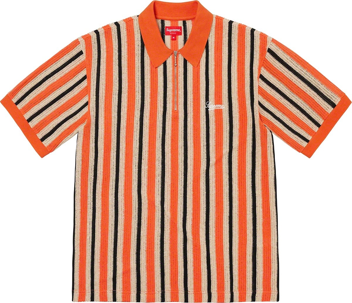 Open Knit Stripe Zip Polo view 2